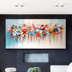 Textured Floral Oil Painting: Colorful Abstract Palette Knife Art