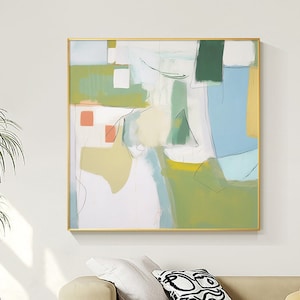 Large Green Abstract Oil Painting: Modern Wall Art on Canvas