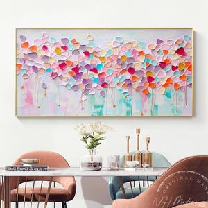 Textured Floral Oil Painting: Abstract 3D Flower Wall Decor
