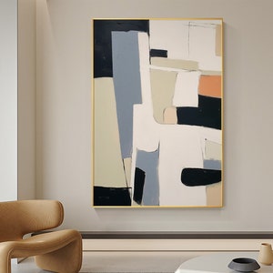 Large Abstract Frame Colorful Original Minimalist Geometric Acrylic Painting On Canvas Modern Contemporary Living room Wall Decor