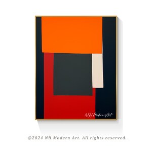 Large Modern Abstract Black Red Minimalist Wall Art Color Block Multi ...