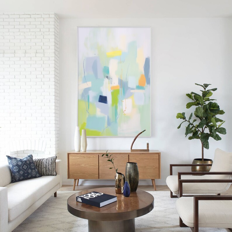 Large Green Abstract Oil Painting on Canvas: Modern Wall Art - Etsy