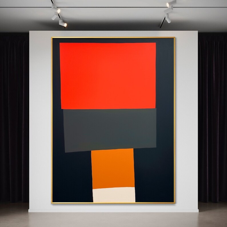 Large Abstract Color Block Painting: Modern Geometric Wall Art - Etsy