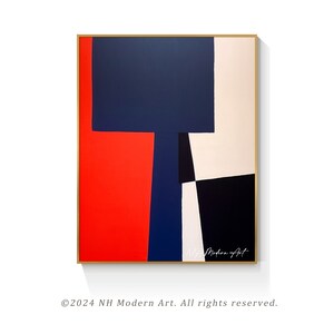 Large Modern Abstract Red Black Blue Minimalist Wall Art Color Block ...