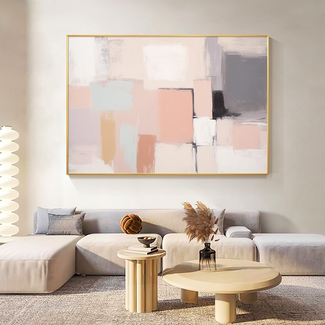 Large Framed Abstract Neutral Wall Art Texture Brush Stroke Acrylic Oil