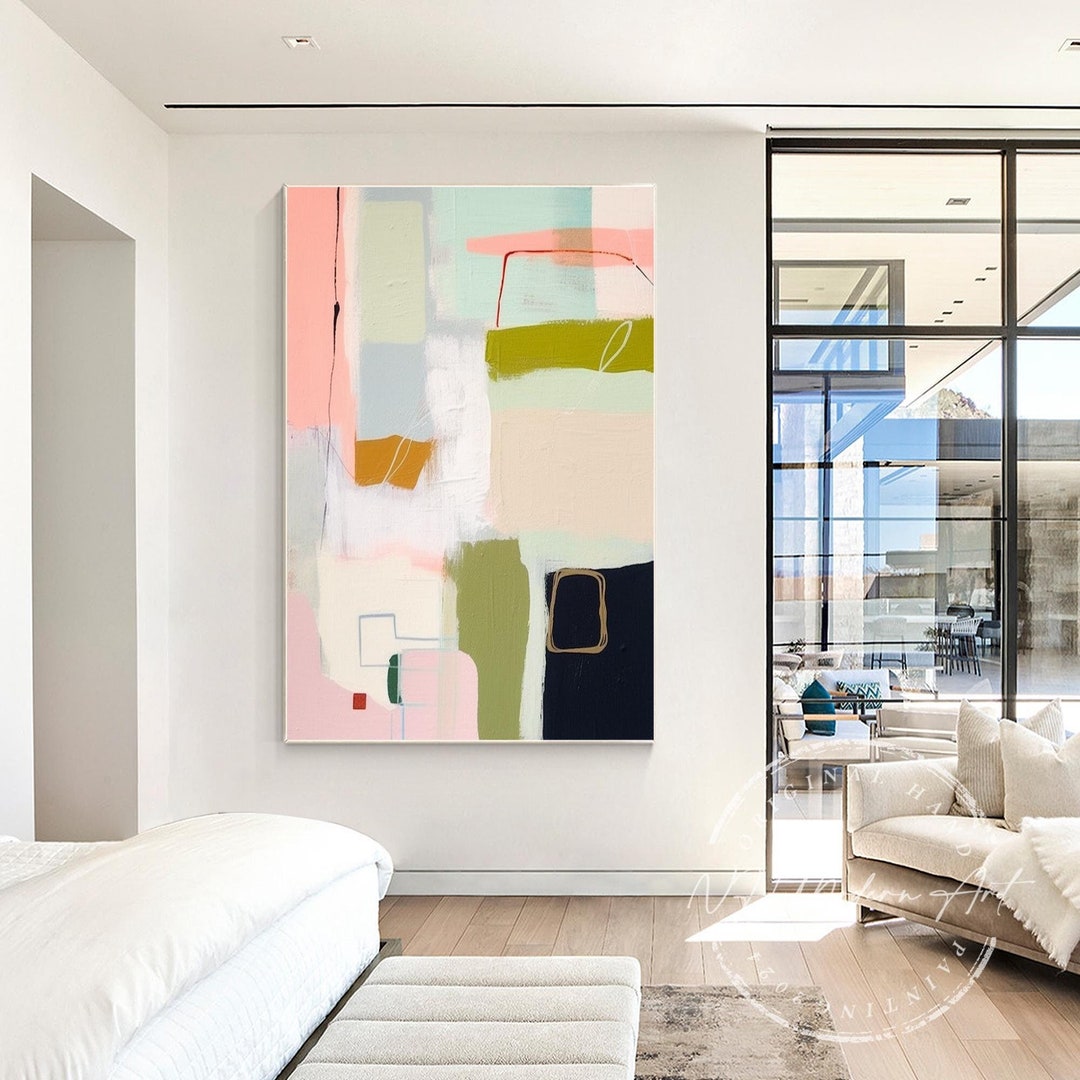 Large Abstract Colorblock Patterns Large Abstract Color Block Oil Painting: Modern Geometric Wall Art - Etsy