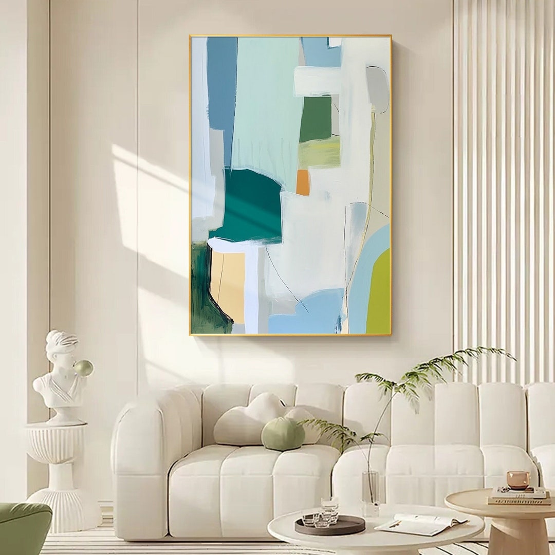 Large Green Abstract Oil Painting: Modern Wall Art on Canvas - Etsy