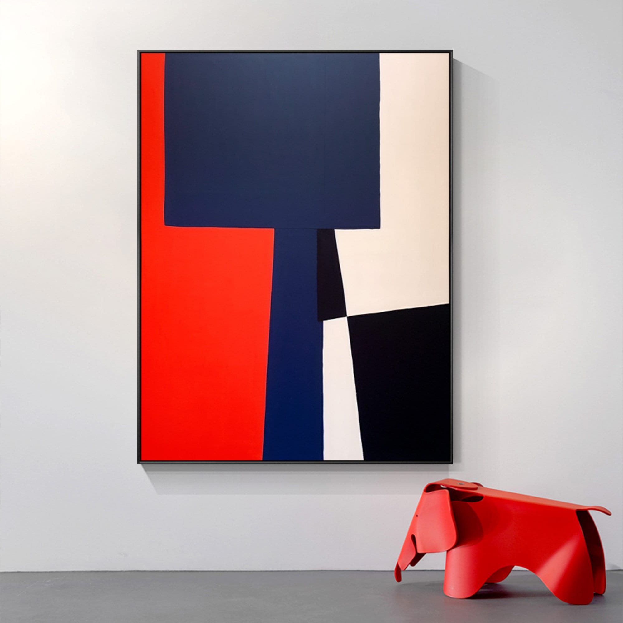 Large Abstract Colorblock Patterns Large Abstract Color Block Canvas Painting: Modern Geometric Wall Art ...