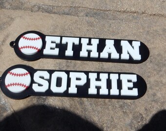 Baseball Personalized Keychain / Keyring / Bag Tag / Name Tag - 3D Printed Plastic