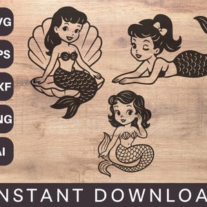 Vintage Meerjungfrau SVG | Mermaid Dateien für Cricut | Meerjungfrau Bündel | Magische SVG | Meerjungfrau-Svg, Meerjungfrau-Endstück-Svg | Muschel | Schnittdatei Cricut