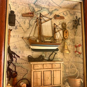 Vintage Nautical Shadow Box Diorama Wall Decor | Framed Maritime ...