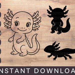 Lindos diseños SVG de ajolote / Adorable paquete PNG de ajolote para Cricut, sublimación y manualidades / Silueta de ajolote para máquina de corte