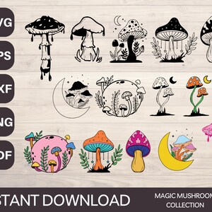 キノコ SVG、魔女の SVG、マジック マッシュルーム