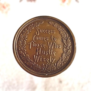 Vintage 1970s Bergamot Brass Works Belt Buckle – “Success Comes to Those Who Hustle Wisely” – Inspirational Brass Belt Buckle