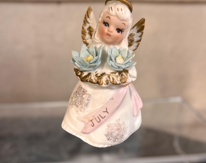 Vintage Lefton July Angel Figurine • 4 Inch Ceramic Birth Month Angel ...
