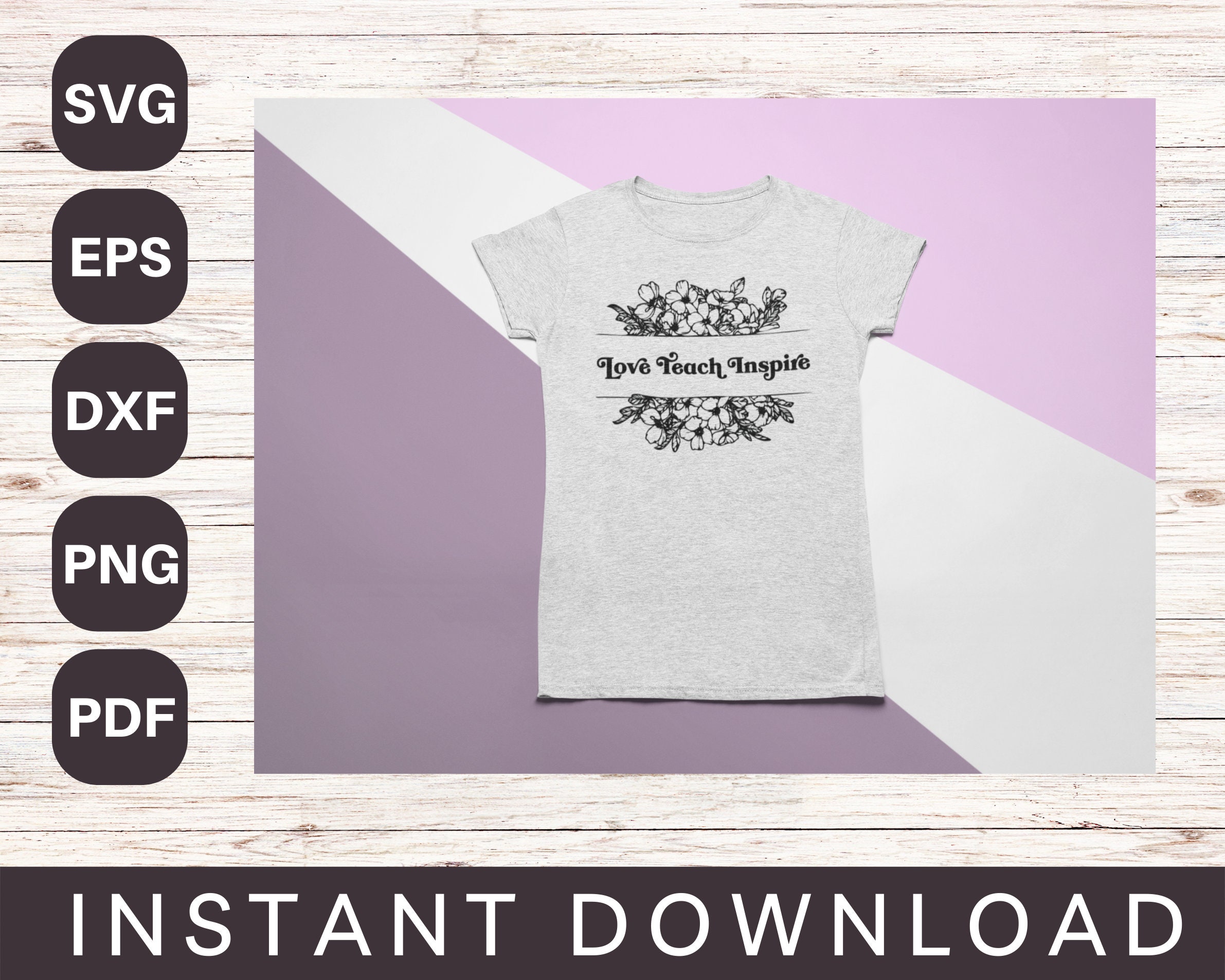 Teacher SVG Design Bundle - Love Teach Inspire SVG File for Cricut ...