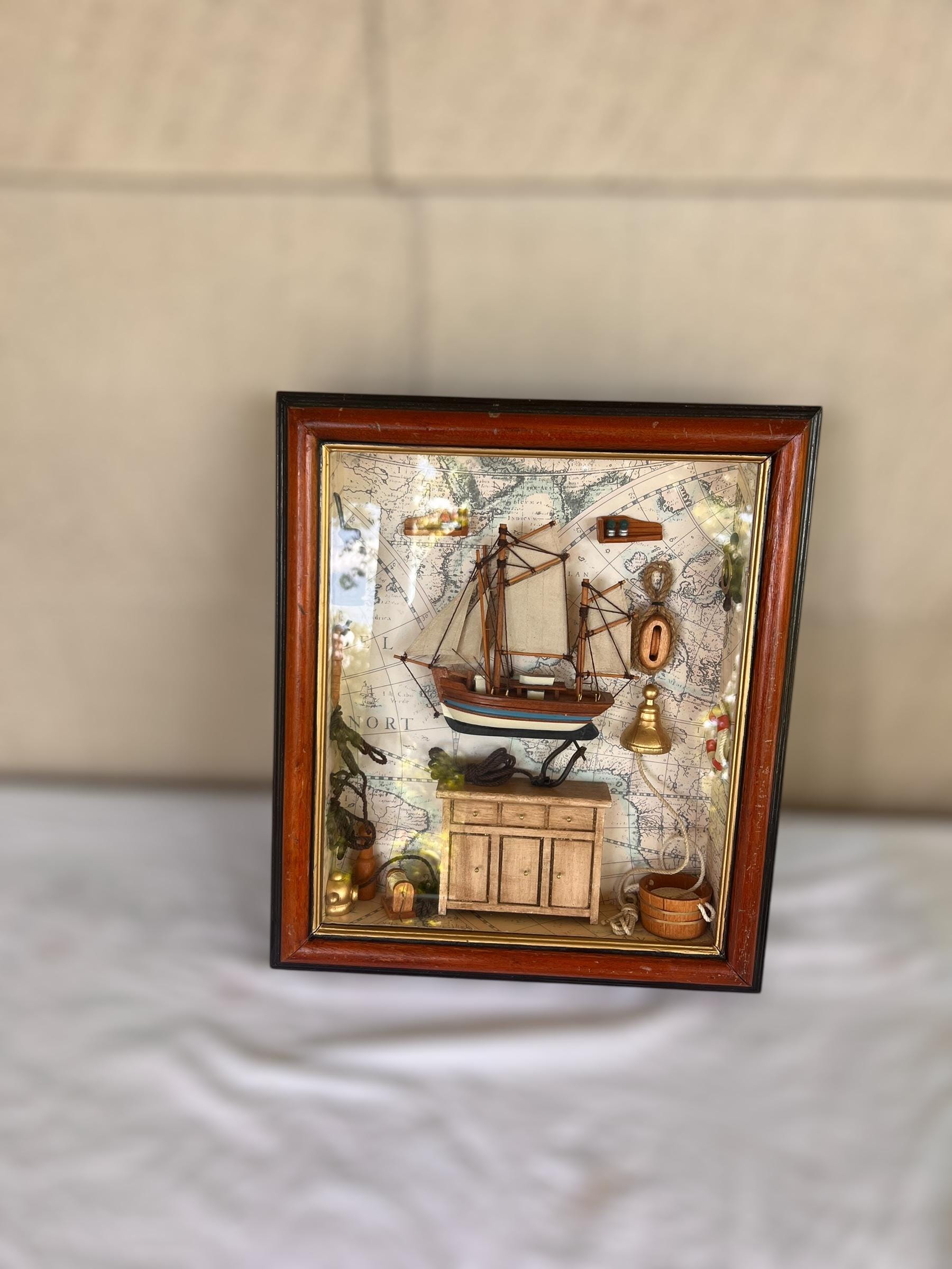 Vintage Nautical Shadow Box Diorama Wall Decor | Framed Maritime ...
