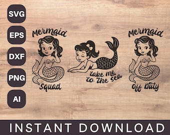 Vintage Mermaid SVG | Mermaid Quotes for Cricut | Mermaid Bundle | Magical SVG | Ocean Svg, Mermaid Tail Svg | Clam Shell | Cut File Cricut