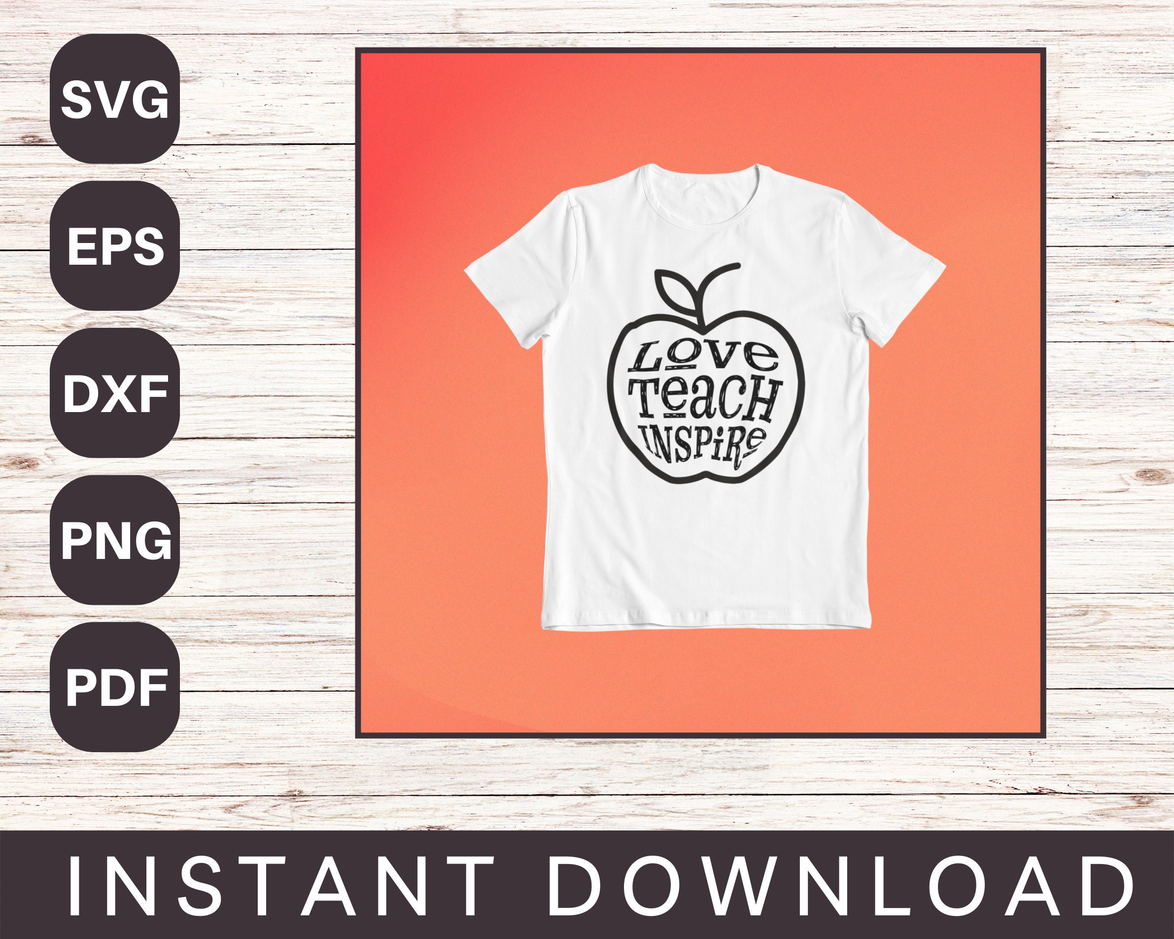 Teacher SVG Design Bundle - Love Teach Inspire SVG File for Cricut ...