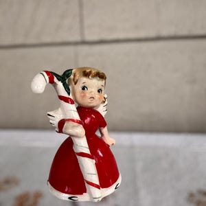 Vintage Napco Ceramic Angel Bell & Candy Cane - Rare Hard to Find Kitsch Napcoware Christmas Angel with Candy cane Bell – Japan – MCM Cute