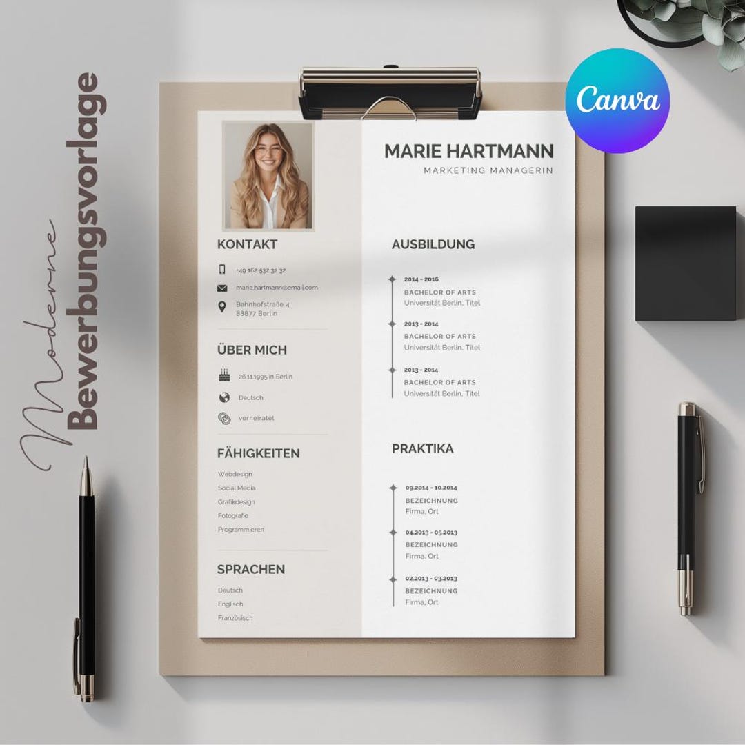 Canva Resume Template Modern CV Design Professional Job Application
