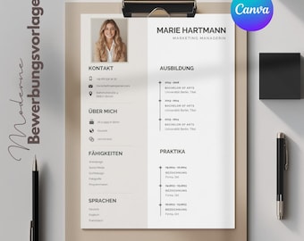 Canva Resume Template Modern CV Design Professional Job Application Editable Cover Letter Resume Kit Digital Download Career Portfolio