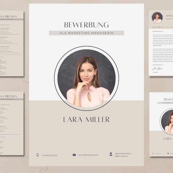 Bewerbungsvorlage Muster Lebenslauf Canva Template beige Download