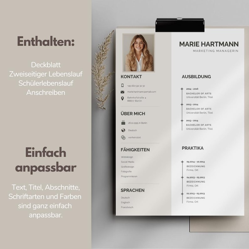 Canva Resume Template Modern CV Design Professional Job Application ...
