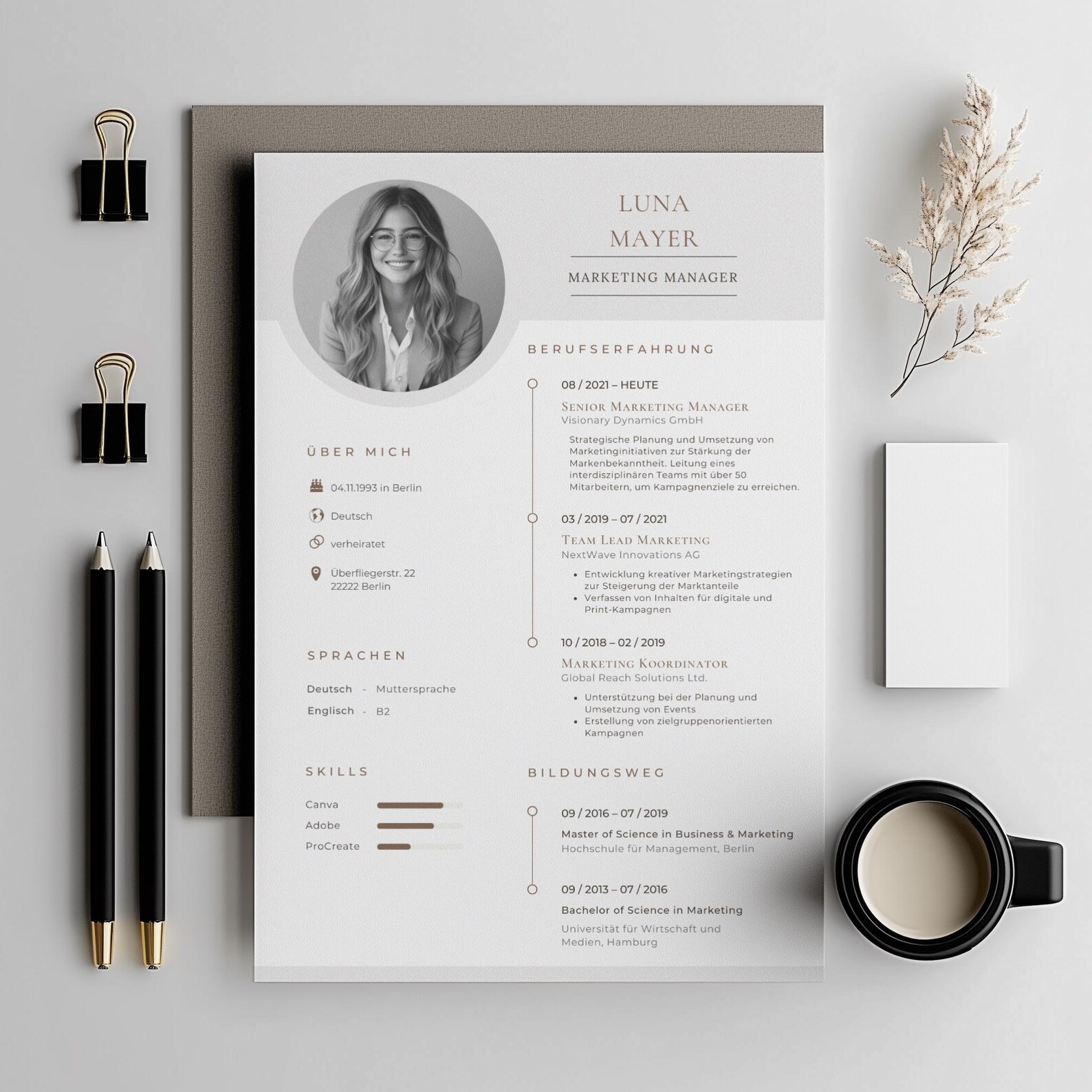 Canva Resume Template Modern CV Design Professional Job Application