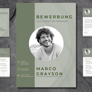 Modelo de aplicativo Green Canva Template | CV moderno | Alemão | Download digital | Design de currículo minimalista | Empregos e Treinamento