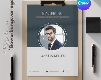 Plantillas de aplicación Canva Ejemplo de carpeta de solicitud de CV Documentos de solicitud en alemán Plantilla de CV moderna Plantilla Canva para estudiantes