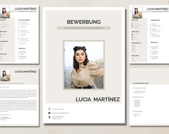 Application templates Canva CV Beige application folder template German application documents modern CV template Canva Template