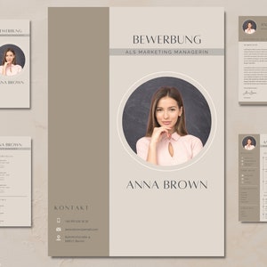 Application template beige | Professional | Canva Template | Modern CV | German | Digital Download | CV Design | Job & Training