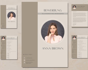 Application template beige | Professional | Canva Template | Modern CV | German | Digital Download | CV Design | Job & Training