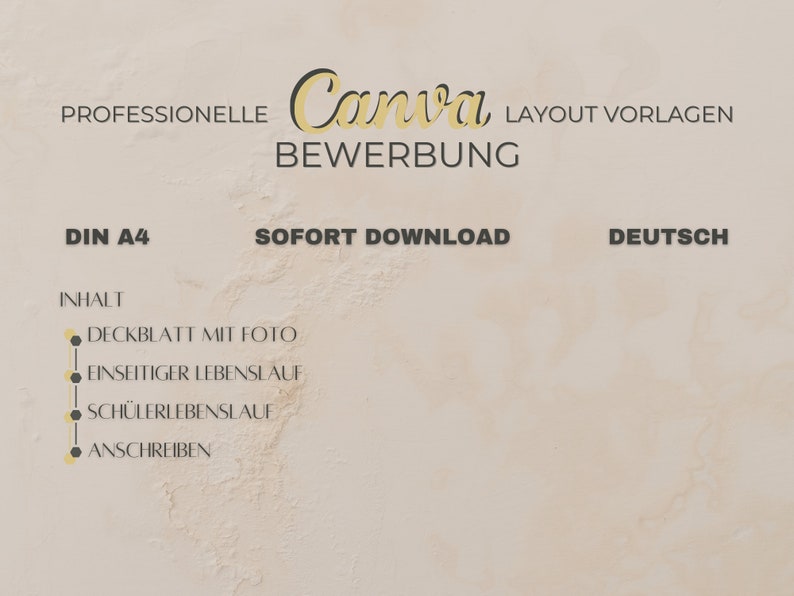 Beige Canva Application Template | Modern German CV | Digital Download ...