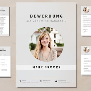 Application template grey | Professional | Canva Template | Modern CV | German | Digital Download | CV Design | Job & Training