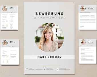 Application template grey | Professional | Canva Template | Modern CV | German | Digital Download | CV Design | Job & Training
