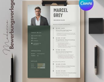 Canva Resume Template Modern CV Design Professional Job Application Editable Cover Letter Resume Kit Digital Download Career Portfolio