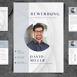 Application template blue | Professional | Canva Template | Modern CV | German | Digital Download | CV Design | Job & Training