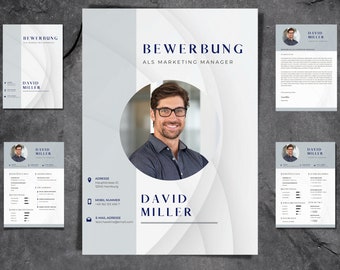 Application template blue | Professional | Canva Template | Modern CV | German | Digital Download | CV Design | Job & Training