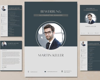 Bewerbungsvorlage Muster Lebenslauf Canva Template Classic dunkelgrün grau Download