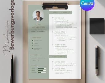 Green Resume Template | Professional CV | Modern Canva Template | Editable Resume | Digital Download | Job Application | Career & Education