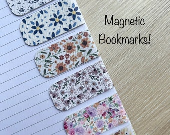 Floral Magnetic Bookmark | Magnetic | Teacher Gift | Bookish Gift | Vegan Leather | Reader | Bookmark | Bookmark for Planner |Minimalist