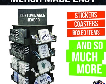 4-Sided Rotating Display Stand for Craft Shows, Trade Shows, Farmers Markets - Ideal for Small & Medium-Sized Items like Stickers Etc