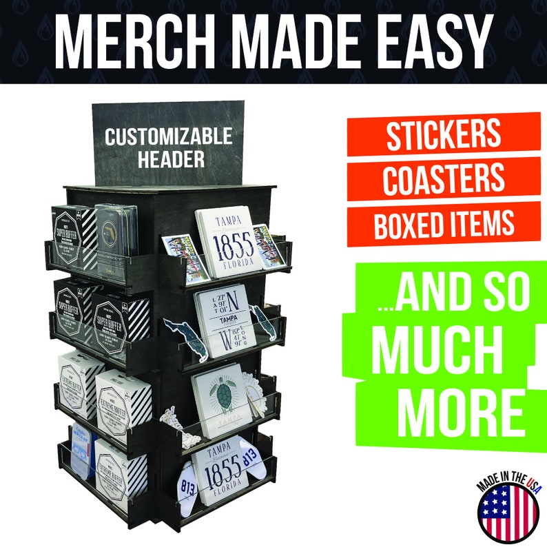 Fun Display Stand 4-sided Rotating Display Stand | Wood Spinner Rack for Stickers ...