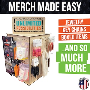 Rotating Display Stand – Pegboard Display – Rotating Organizer Wood Pegboard – Pegboard Display Stand for Craft Shows