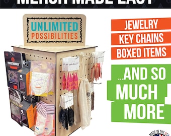 Rotating Display Stand – Pegboard Display – Rotating Organizer Wood Pegboard – Pegboard Display Stand for Craft Shows