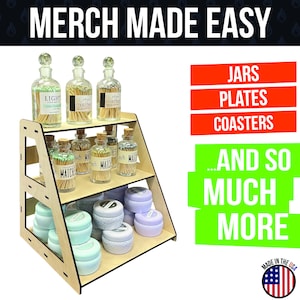 Wooden portable retail table display stand countertop 3 step riser craft shows, farmers markets trade shows no hardware assembly flat pack
