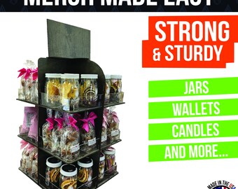 4-Sided Rotating Display Stand Multi Bin- Stationary, Greeting Cards, Stickers, Postcards, Coasters, Napkins - Heavy-Duty, Smooth Rotation