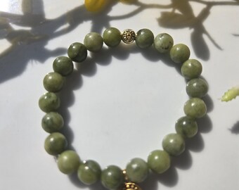 Taiwan Green Jade Evil Eye Bracelet: 18k Gold Plated Protection